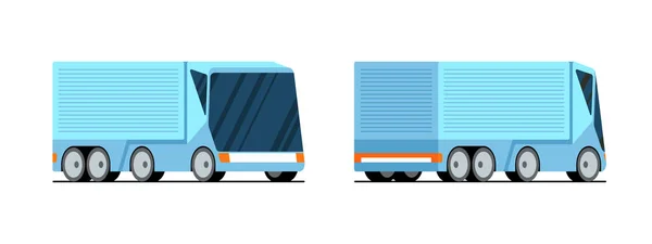 Modern cargo truck semi trailer isolated on white background. Futuristic business transport tracking delivery transport concept. Shipping vector illustration front back side view — Stock Vector