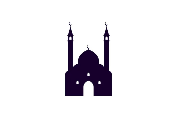 Moschee-Silhouette. islamische Masjid Schablone religiöse Vorlage isoliert auf weißem Hintergrund. Vektormuslimische Illustration — Stockvektor