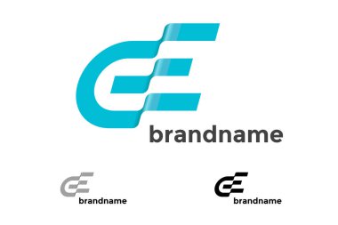 Teknolojinin gelişimi için ilk GE soyut dalga harfleri iş kimlik logosu kavramı. G E sanat örtüşen tipografi işareti vektör izole logo şablonu çizimi