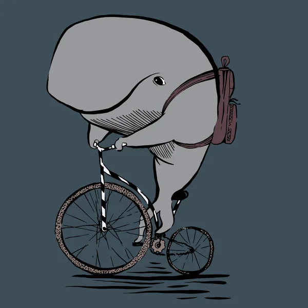 dessin baleine à bicyclette