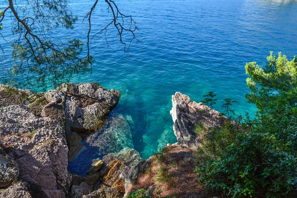 Huge Stones Sea Waves Sunny Day View Montenegro Budva Riviera — Stock Photo, Image