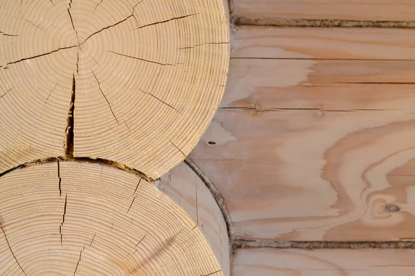 Fából Készült Ház Falán Rönkfa Egymásra Ökológiai Ház Épület — Stock Fotó