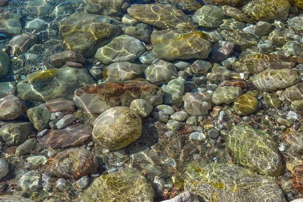 Maritimen Hintergrund Ruhige Adria Blaues Klares Wasser Und Große Steine — Stockfoto