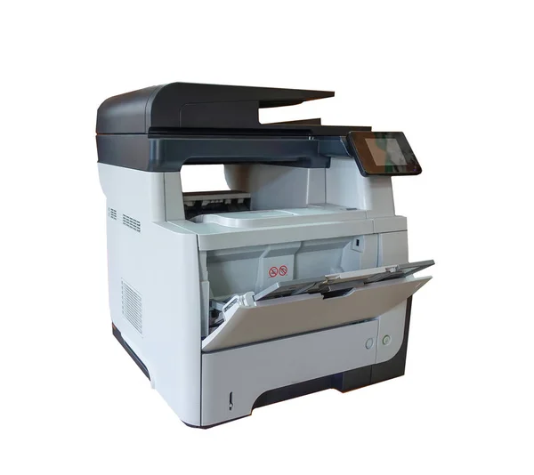 Офисный многофункциональный принтер, изолированный на белом с путем обрезки — стоковое фото