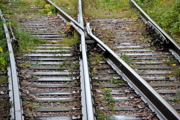 鉄道ジャンクション、鉄道線路、交差する鉄道線路. — ストック写真