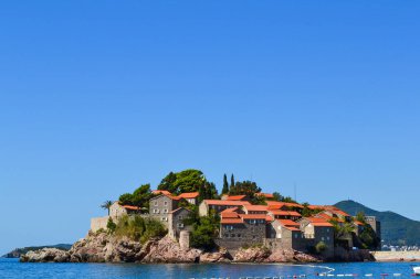 Saint Stephen'ın Adası, Karadağ 14 Eylül 2017: Sveti Stefan (St. Stefan) Adası Adriyatik Denizi, Karadağ