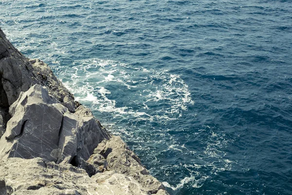 Tengerre néző kilátással a hegyről. A fa a víz közelében nő. Adriai-tenger. — Stock Fotó