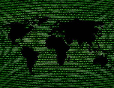 İkili kodun arka planına karşı düz bir dünya haritasının görüntüsü