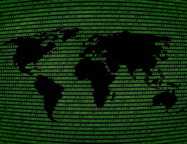 İkili kodun arka planına karşı düz bir dünya haritasının görüntüsü