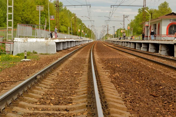 Railroad tracks and landing platforms. Russia.