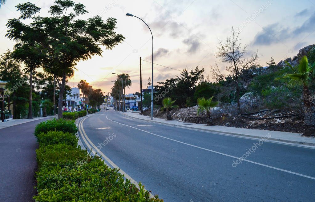 Evening. Ayia Napa Street. Cyprus.