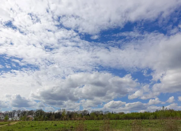 Landscape. The sky with clouds and a strip of forest on the horizon. Russia. — Stock Photo, Image