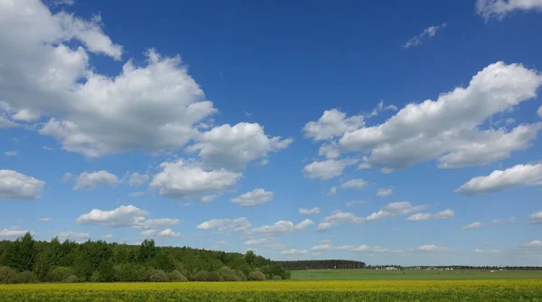 Cielo azul y hermosa nube. Fondo de paisaje llano para cartel de verano. La mejor vista para las vacaciones . —  Fotos de Stock