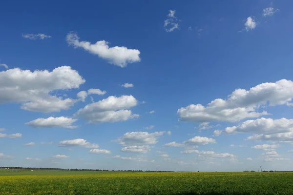 Blå himmel och vackert moln. Plain Landscape bakgrund för Summer affisch. Den bästa utsikten för semester. — Stockfoto
