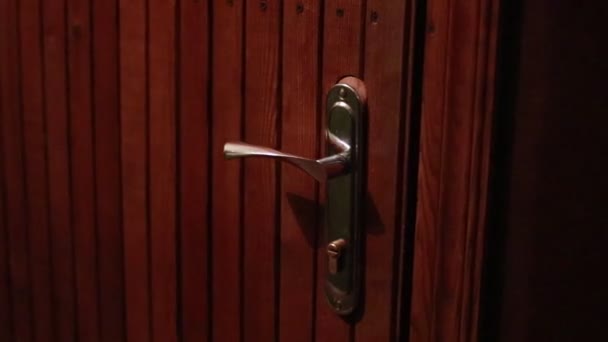 Female Hand Bracelet Her Wrist Opens Lock Front Door Apartment — Stock Video