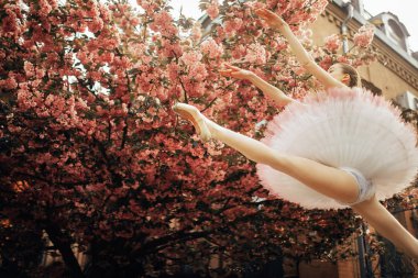 Balerin ipatlama çiçek arka planda poz