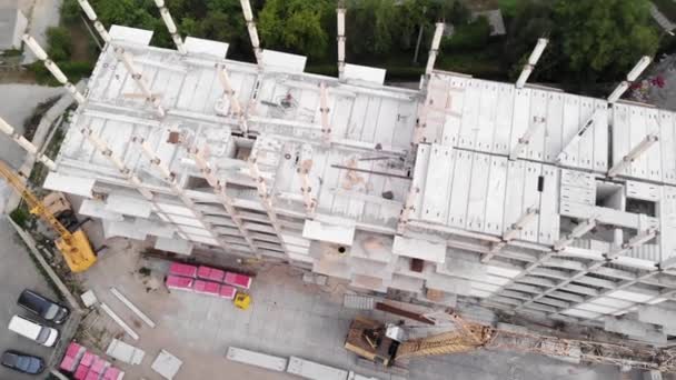 Vista Desde Dron Edificio Varios Apartamentos Gran Altura Durante Construcción — Vídeo de stock