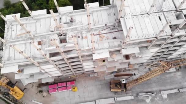 Vista Dal Drone Cantiere Grattacielo Multi Appartamento Durante Costruzione — Video Stock