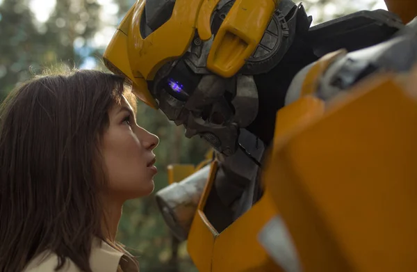 Dnipro Ukraina Sierpnia 2020 Portret Robota Transformatora Bumblebee Tytułowego Filmu — Zdjęcie stockowe