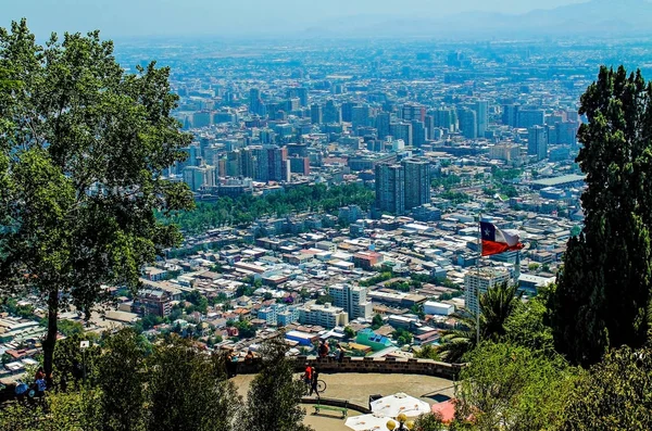 Santiaga Pohled Cerro Sant Cristobal — Stock fotografie