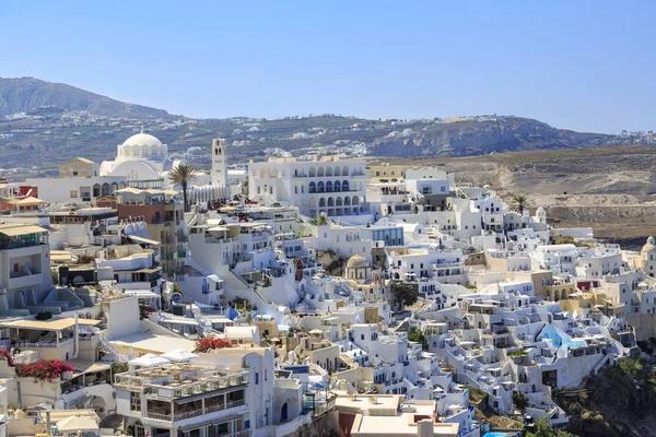 Thira kasaba cityscape sırasında gündüz Santorini, Yunanistan