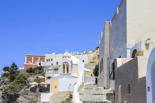 Město Thira Kostelem Stylianos Během Dne Santorini Řecko — Stock fotografie