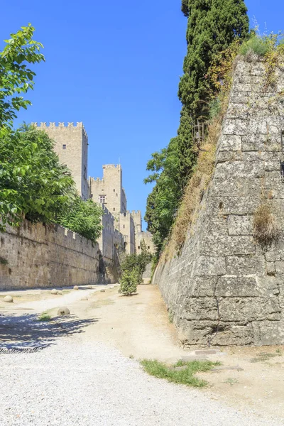 Between walls in the palace of the grand master of the knights in Rhodes, Dodecanese, Greece