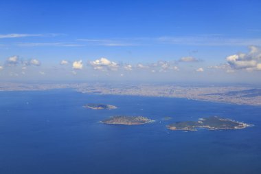 Gökten gelen Prens Adaları (heybeliada, burgazada ve Kınalıada sırasıyla) Istanbul, Türkiye'de gökten