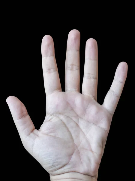 Mężczyzna lewa ręka dłoni z czarnym tle — Zdjęcie stockowe