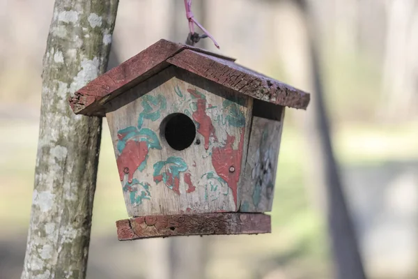Doğadaki küçük ahşap kuş evi. — Stok fotoğraf