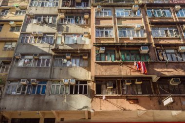 Eski daireler, Hong Kong şehir merkezi, Çin.