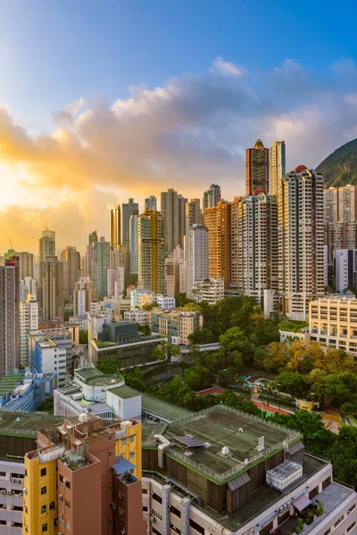 Hong Kong, Cina paesaggio urbano alba — Foto Stock