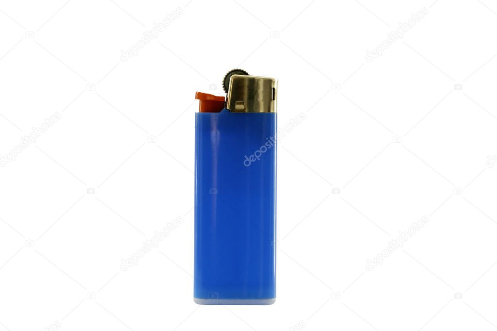 Blue lighter isolated on white background, with clipping path. Design element.