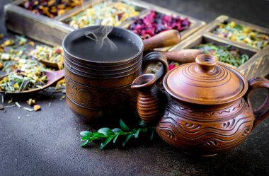 Eski arka plan üzerinde çay