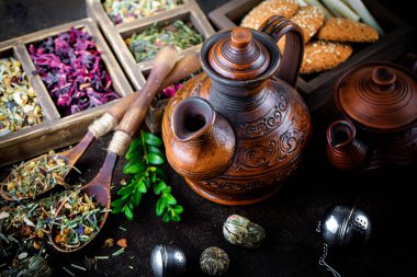 Eski arka plan üzerinde çay