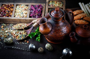 Eski arka plan üzerinde çay