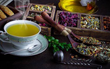 Eski arka plan üzerinde çay