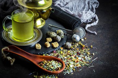 Eski arka plan üzerinde çay