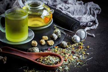 Eski arka plan üzerinde çay