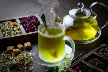 Eski arka plan üzerinde çay