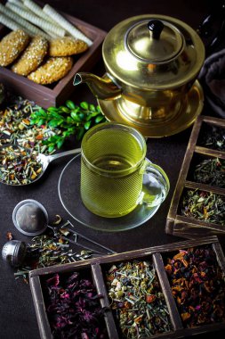 Eski arka plan üzerinde çay