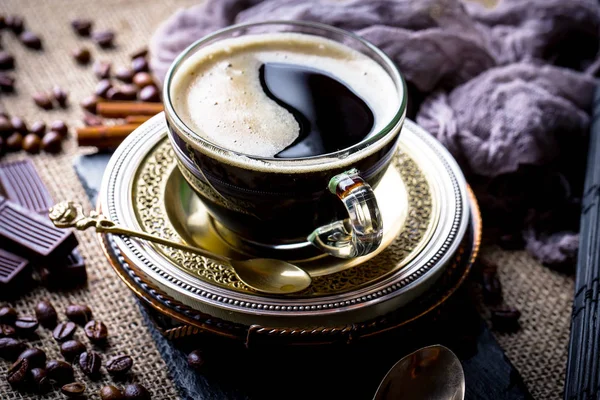 Черный Кофе Старом Фоне — стоковое фото