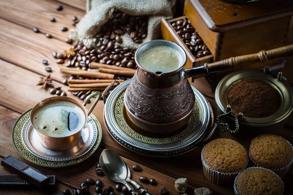 Zwarte Koffie Oude Achtergrond — Stockfoto