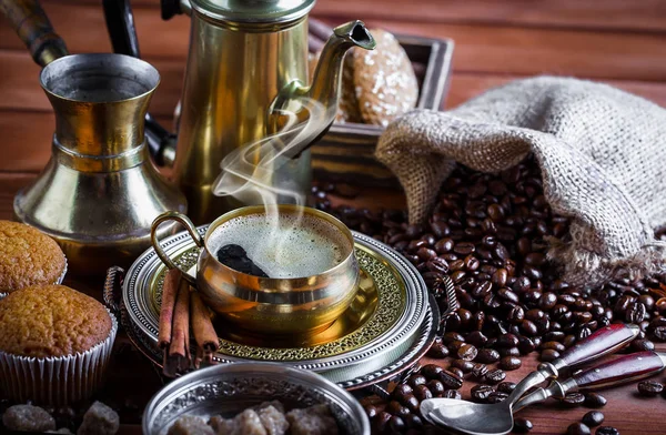 Zwarte Koffie Oude Achtergrond — Stockfoto