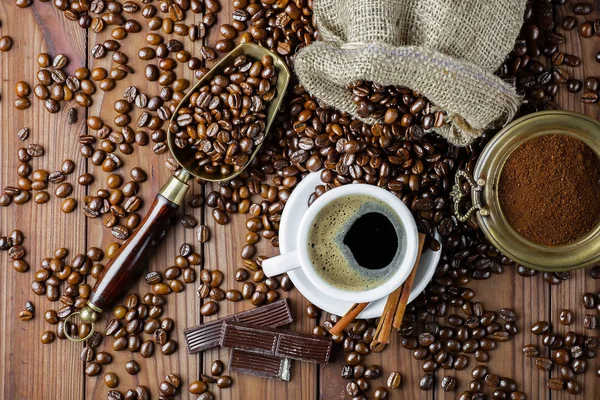 Svart Kaffe Gamla Bakgrund — Stockfoto