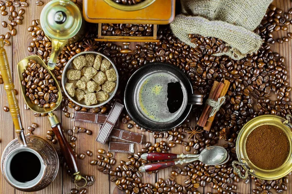 Svart Kaffe Gamla Bakgrund — Stockfoto