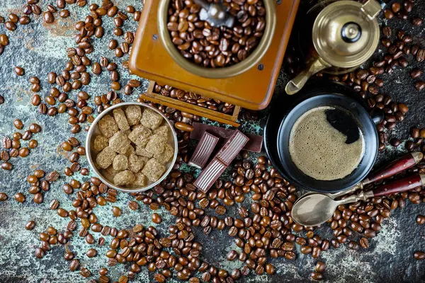 Svart Kaffe Gamla Bakgrund — Stockfoto