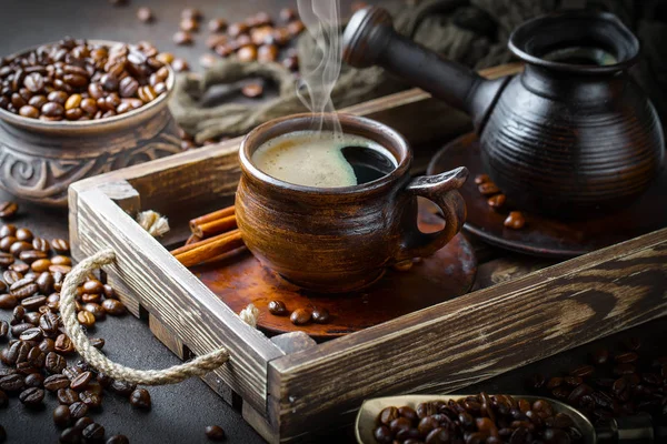 Svart Kaffe Gamla Bakgrund — Stockfoto