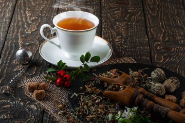 Eski arka plan üzerinde çay