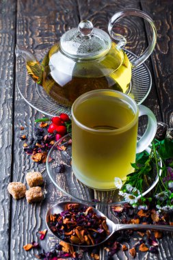 Eski arka plan üzerinde çay